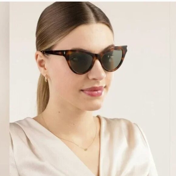 Saint Laurent Women's Sunglasses Cat Eye Havana Green SL425 003 54-19-140